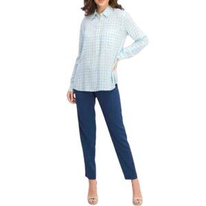 NWT Cosmic Blue Love Baby Blue Gingham Checker Button Up Shirt Sz. S
